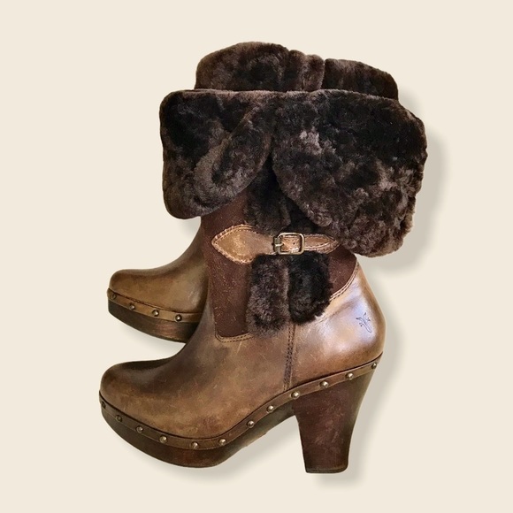 Frye Shoes - RARE Frye Ella Shearling Sheepskin FoldOver Boot